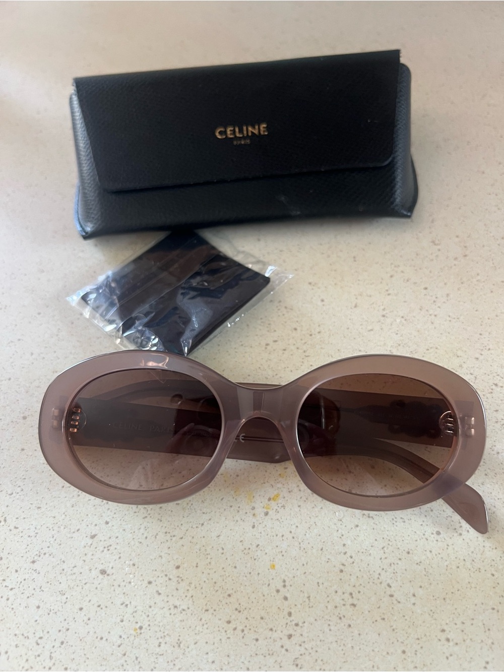 Celine Women's Oval Sunglasses in Taupe Brown